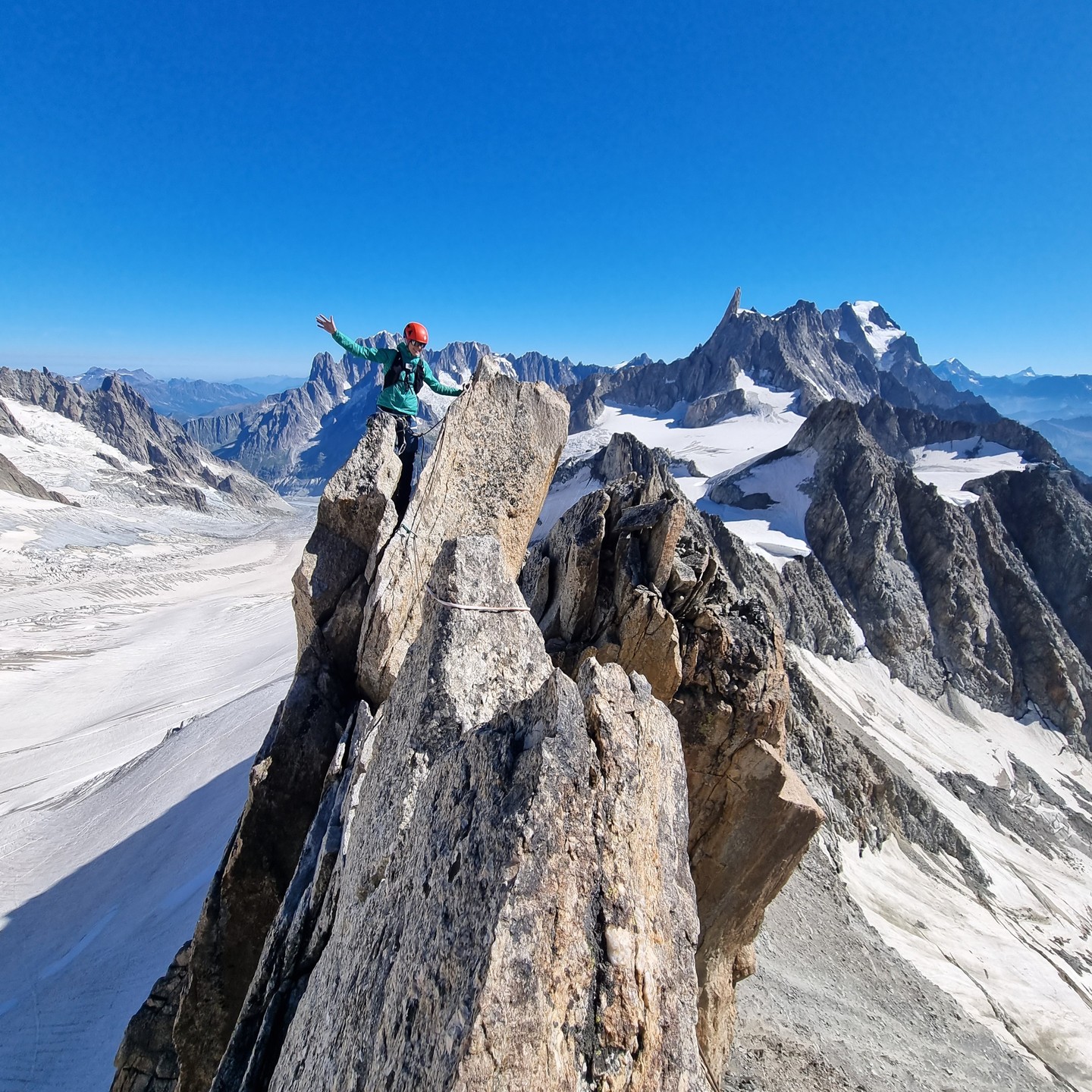The peaks, ridges and walls of the Mont Blanc massif are an impressive and busy